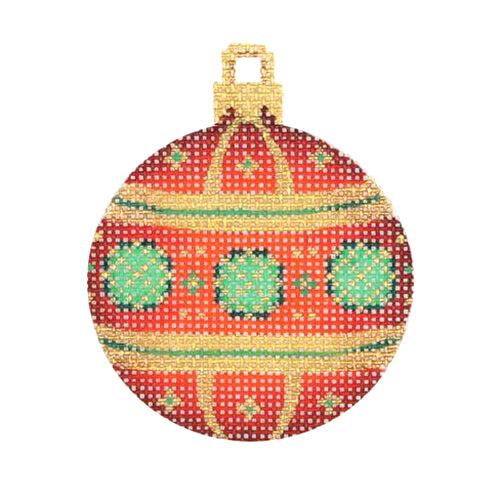 BB 3021 - Mini Christmas Ball -  Red, Green & Gold Pattern