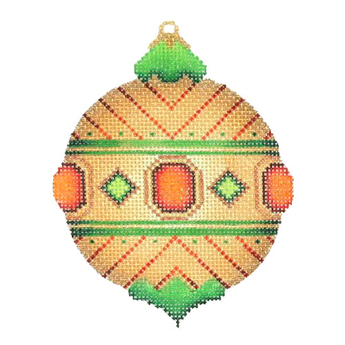 BB 3126 - Jeweled Christmas Ball - Gold with Red & Green Jewels