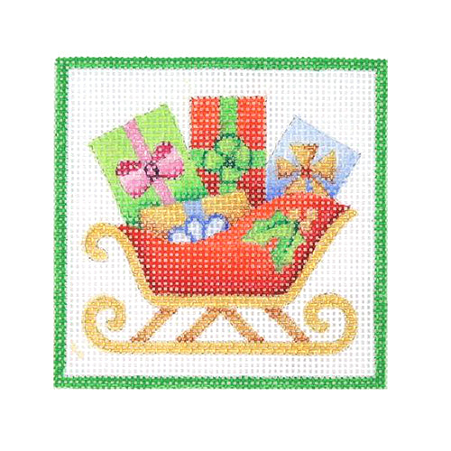 BB 3185 - Square Ornament - Red Sleigh