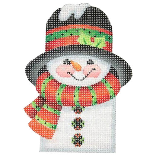 BB 0038 - Snowman Picket - Green & Red Striped Scarf