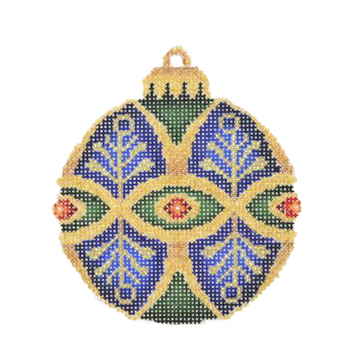 BB 1390 - Jeweled Christmas Ball - Blue, Dark Green & Gold