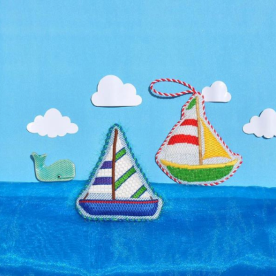 BB 1636 - By the Sea - Red & Green Sailboat