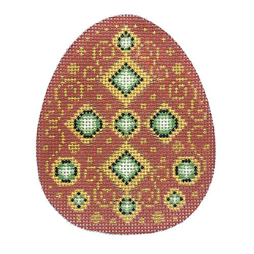 BB 2688 - Jeweled Egg - Rust & Gold