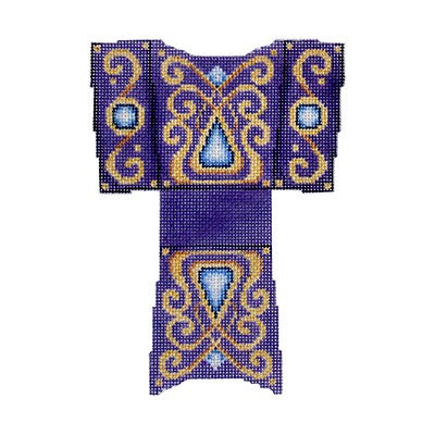 BB 3062 - Shopping Bag - Purple & Gold with Blue Jewels