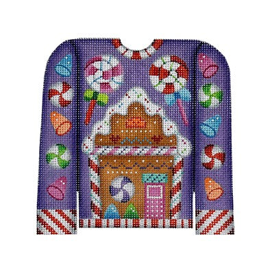 BB 3101 - Christmas Sweater - Gingerbread House on Purple