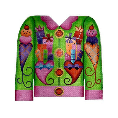 BB 3103 - Christmas Cardigan - Packages on Green