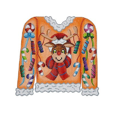 BB 3107 - Christmas Sweater - Rudolph & Candy on Orange