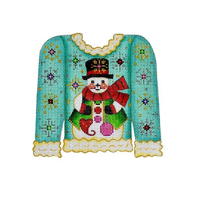 BB 3110 - Christmas Sweater - Snowman on Turquoise