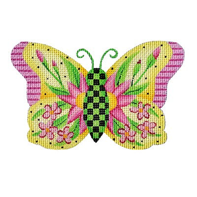BB 3150 - Butterfly - Yellow with Pink Flowers