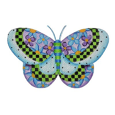 BB 3153 - Butterfly - Blue with Purple & Blue Flowers