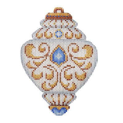 BB 3221 - White & Gold Ornament - Aquamarine Jewels