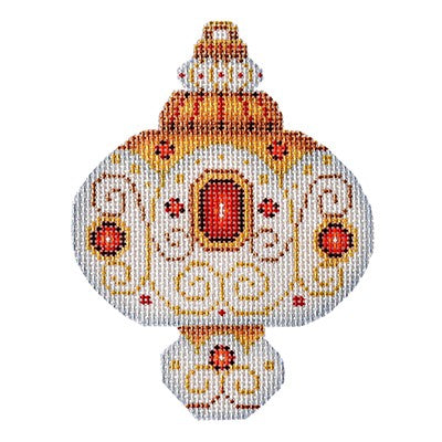 BB 3225 - White & Gold Ornament - Ruby Jewels