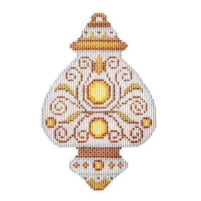 BB 3229 - White & Gold Ornament - Yellow Jewels