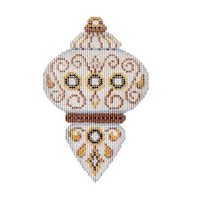 BB 3232 - White & Gold Ornament - Brown Jewels